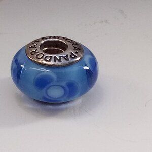 Pandora Sterling Silver Blue Flowers Murano Charm ALE  925